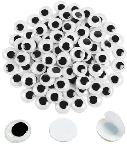 CATZUM 100 Pezzi Occhi Mobili Autoadesivi per Giocattolo, Fai da te, Scrapbooking, Occhietti Adesivi per Lavoretti e Accessori (12mm)