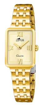 Lotus Damenuhr Analog aus Edelstahl 316l Goldfarben | Quarzwerk, Widerstandsfähiges Mineralglas, Wasserdicht 5 ATM 19033/3 -2GETHER, Champagner-Zifferblatt