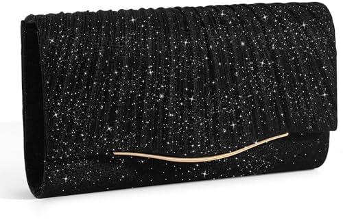 XquiziFit Abendhandtaschen Clutches Damen und Handtaschen für Damen | Glitzer Elegante Pailletten Umschlag Brauttasche mit Abnehmbare Metallkette für Hochzeit Party Prom