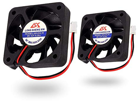 2 PCS 50mm x 50mm x 10mm Brushless Cooling Fan, ICSTATION DC 12V Cooling Fan 5010 2 Pin Fan 0.1A for 3D Printer Computer Case Fan