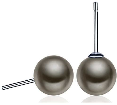 Unendlich U 925 Sterling Silber 8mm Perlen Ohrstecker Gestüt Stecker Ohrringe Ohrschmuck für Damen Mädchen, Grau