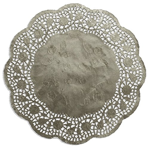 Tortenspitze, Spitzenpapier rund, geprägt, 100 Stück (Silber, Ø 26,7 cm)