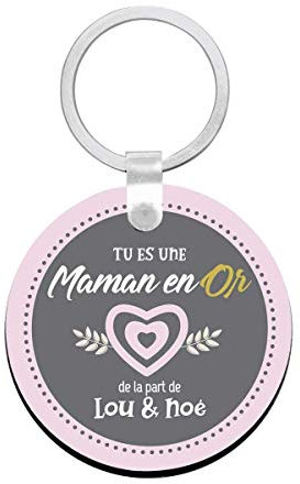 Cadeau maman - Porte clés à personnaliser avec prénons maman en or - porte clé maman - cadeau fête des mères