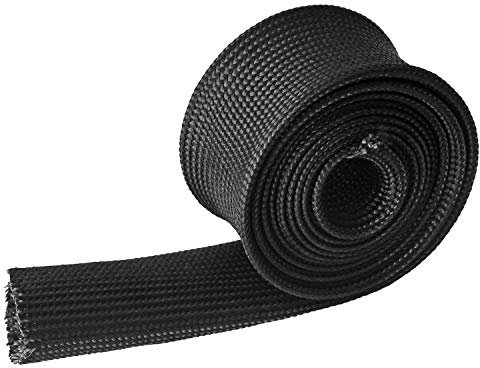 Heat Sleeve Fiberglass Adjustable Heat Shield High Temp Black Colour 5FT-25MM(1) for Car Wire Loom Brake Line Cable Protection