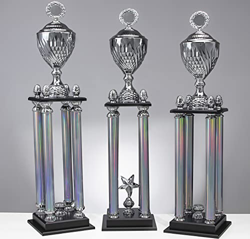 Henecka Säulenpokal Serie Aloha, Silber, mit Wunschgravur und auswählbarem Sport-Emblem, Größe 107 cm