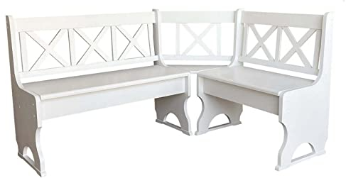 k koma Kiefer Eckbank MASSIVHOLZ Öko Weiss - NEU (150 x 180)