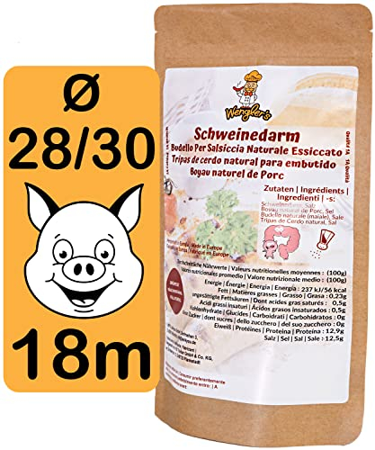 Wengler's Schweinedarm 28/30 - Bratwurst Naturdarm für eigene Wurst - 1A Metzgerqualität - brühfest, räucherfähig 18 Meter