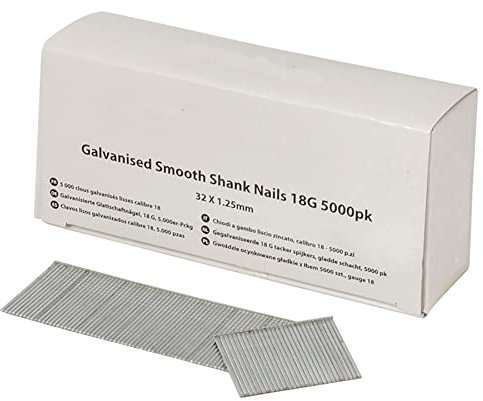 Dapetz ® Galvanised Smooth Shank Nails 18G 5000pk 32mm X 1.25mm Galvanised, Smooth Shank Finish Nails/Brads Compatible with Stanley BT1300 Senco at/AX Paslode F18/C140 Bea SK300 Range