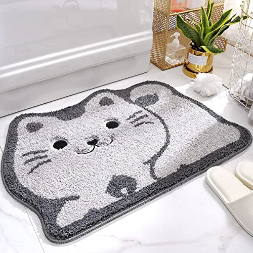 Niedlicher Badteppich Badematte für Badezimmer Rutschhemmender Weicher Badteppich für Duschen Niedlich Plüsch Mikrofaser Super-saugstark Plüschteppich für 47x70cm