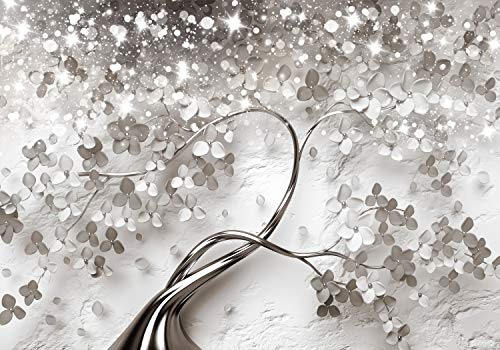 decomonkey Fototapete Blumen Baum 350x256 cm XL Tapete Fototapeten Vlies Tapeten Vliestapete Wandtapete moderne Wandbild Wand Schlafzimmer Wohnzimmer Ornament Abstrakt