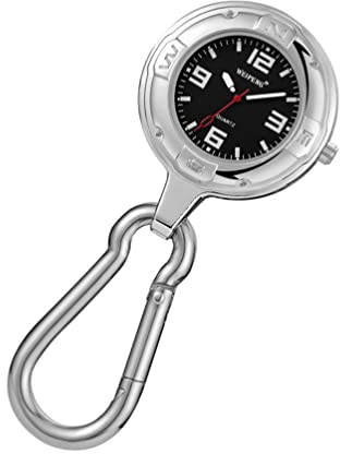 UKCOCO Karabiner Uhr Sportuhren Krankenschwester Uhr: Unisex Taschenuhr Schwarz Angeln Wandern Klettern Camping Outdoor Activities Ärzte Krankenschwestern Sanitäter Krankenpfleger