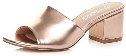 AJVANI low mid block heel casual party evening mules sandals size 7 40