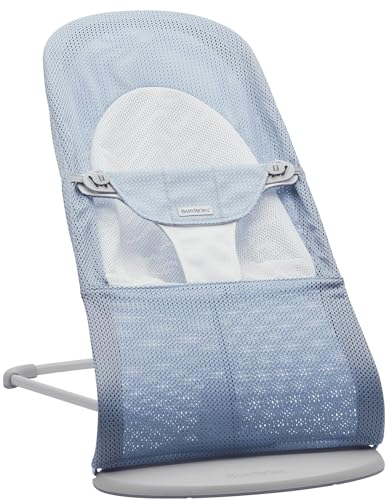 BabyBjörn Babywippe Balance Soft, Netzstoff, Himmelblau/Weiß