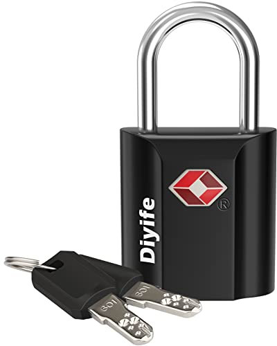 Diyife TSA Viaje Candado con Llave, Candados de Equipaje, Cerraduras para Taquilla y Gimnasio, Candado de Seguridad para Maletas Viaje Mochila Equipaje (Negro)