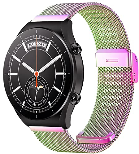 Hiseus Armband Kompatibel mit Xiaomi Watch S1, 22mm Edelstahl Metall Ersatz Armband für Xiaomi Watch S1 / S1 Active/Mi Watch (Farbe)