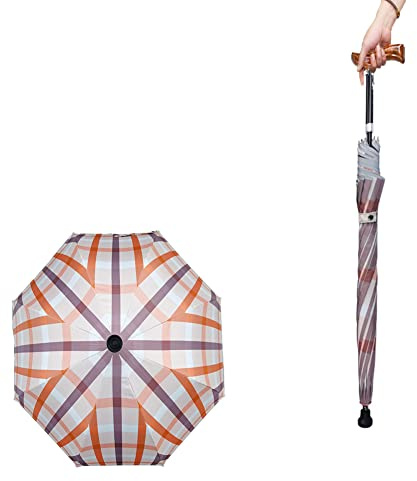 Walking ​Stöcke Regenschirm Gehhilfe, 2-In-1-Multifunktions-Krückenschirm Mit Rutschfestem Fuß, 5 Ebenen Erweiterbar, Bequeme Stabilitätshilfe,I,83~92cm(33~36inch)