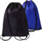 WFX Turnbeutel mit Kordelzug, 2 Stück und 1 Stringbeutel, Turnbeutel, Rucksack aus Polyethylen für Damen und Herren, Trainer, Schwimmtasche, Reisen, Strand, Schule, Urlaub, (Schwarz Blau)