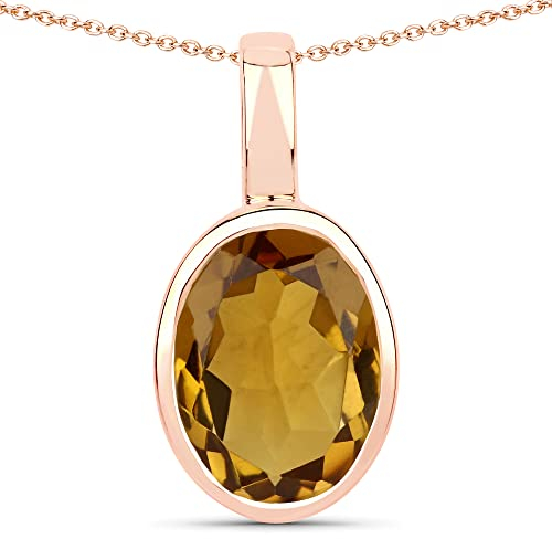 XEN Anhänger mit Kette Champagner Quarz 45 cm 925 Silber rosèvergoldet 45