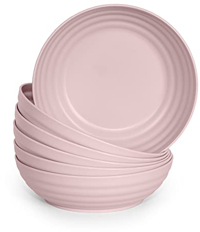 Juego de 6 Platos de Plastico Duro Reutilizables e Irrompibles para Fiestas y Eventos. Classic Rosa (Hondos 19 cm)