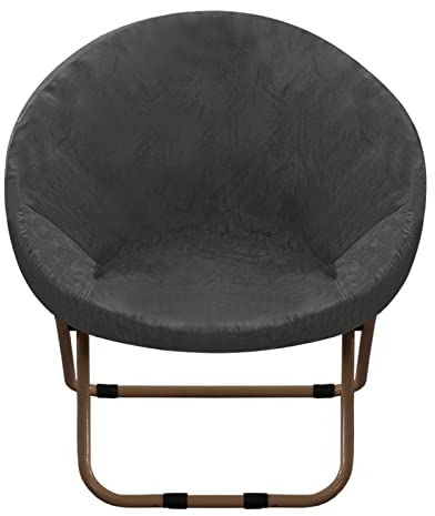 JHLD Round Saucer Chair Cover, Moon Chair Slipcovers Velvet Stretch Moon Chair Cover soft Saucer Chair Slipcover For living room -grey-large