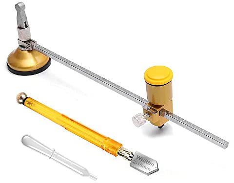 Xusywdm Cortador de Vidrio Circular Ventosa Kit de Herramientas de Cortador de Vidrio Circular Ajustable Cortador de Vidrio (40 Cm)