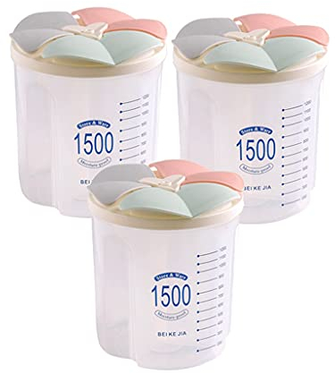 Sudemota Tea Jars Storage Canisters 3 in 1 Air Tight Kitchen Jars with Lid Cereals Dispenser Storage Container Jar Canisters Set of 1/2/3 Clear Food Storage Box Jars (Color : 3pcs)