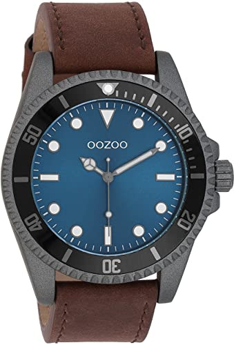 Oozoo Timepieces Herren Uhr | Armbanduhr Herren mit Lederarmband | Hochwertige Uhr für Männer | Edle Analog Herrenuhr in rund