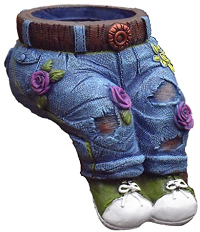 Leeadwaey Pflanzen Harz Topf Jeans Styling Blumentopf Garten Ornament Sitzende Denim Jeans