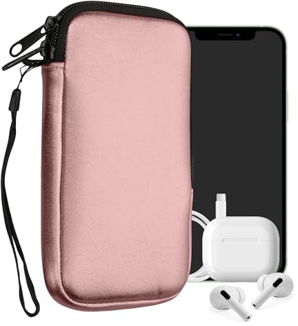 kwmobile Handytasche für Smartphones L - 6,5 - Neopren Handy Hülle Metallic Rosegold - Handy Tasche 16,5 x 8,9 cm Innenmaße