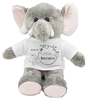 Kilala Kuscheltier zur Geburt mit Namen und Geburtsdaten Elefant Plüschtier Taufe (Maus)