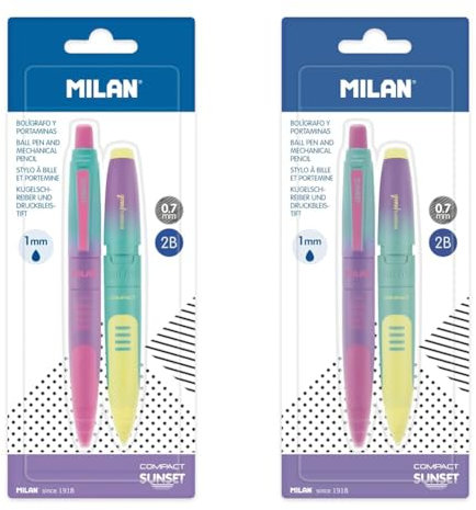 MILAN - 1 stylo à bille encre bleue + 1 porte-mines Compact Sunset (Lot de 2)