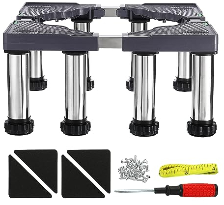 PATIKIL Mini Fridge Stand, 8 Strong Feet Laundry Stand Base Multi-Functional Adjustable Base Tray Anti-Vibration for Refrigerator Washing Machine Dryer Dishwasher AC, 9.4-10.6 Height