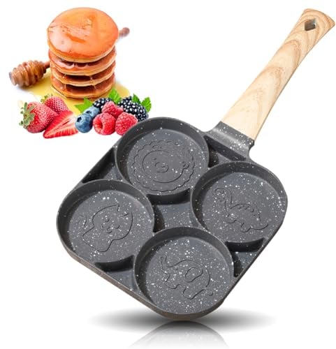 DASIAUTOEM Pancake Pfanne Spiegeleipfanne - Bratpfanne für Spiegeleier, 4 Loch Augenpfanne Antihaft-Aluminium Pfanne, Induktion Gas Pancake Bratpfanne für Ei Frühstück Spiegelei Hamburger
