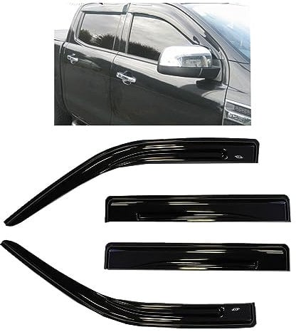 Kompatibel mit Ford Ranger [2002 bis 2022] Windabweiser, Regen-, Sonne- und Rauchabweiser, 4 Stück [zum Aufkleben]