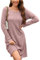 STYLEWORD Robe Pull Femme Manches Longues Col Rond T Shirt Robes Robe Tricotée Côtelée Robe Tunique Couleur Unie Décontractée(Rose foncé,XXL)