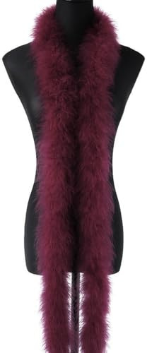 2m 8cm Federboa Truthahnfedern Boa,Flauschige Plüsch-Feder Boa Federstola Federschal Federgirlande für Weihnachtsbaum Hochzeit Basteln Burlesque Karneval Party 20er Jahre Kostüm Deko,ca. 20g Weinrot