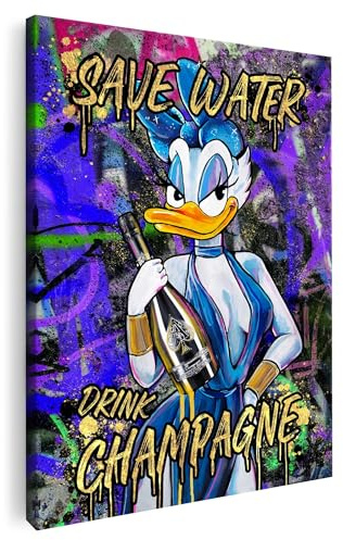 Artmazing | Daisy Duck Bild bunt | S-Art Bilder | Daisy Duck Bilder Modern | Coole Wandbilder Wohnzimmer | Wandbild Daisy Duck Deko XXL | Bild Leinwand XXL | buntes Poster für Wand