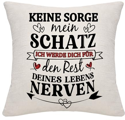 Bommex lustige Kissenbezug Keine Sorge Schatz witzige Geschenke Hochzeitstag Valentinstag für Freund Freund Frau Ehemann Geschenk für sie ihn Geburtstag Geschenk Weihnachten Geschenk (Stil-5)