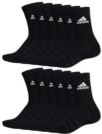 adidas Unisex Herren Damen Socken Sportsocken Cushioned Crewsocks 6 Paar, Farbe:Schwarz, Größe:46-48, Artikel:- black