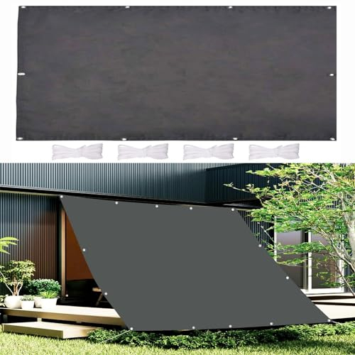 Sonnensegel Sonnenschutz inkl Befestigungsseile 1 x 2.4 m UV-beständig Wetterfest Wasserdicht Rechtwinklig Sonnensegel Netz Terrasse Gartenge Multi Farbe und Größe Mit Kordel, Dunkelgrau