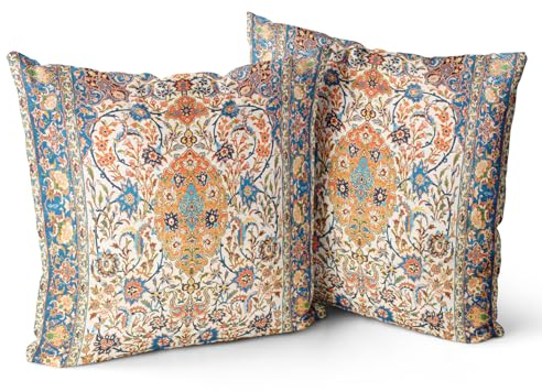 Snylcce 2er Set Frühlings Boho Kissenbezüge Dekokissen 50 x 50 Samt Soft Kissenbezug Böhmischer Retro Ethno Dekorative Kissenhülle Zierkissenbezüge für Sofa Schlafzimmer Zuhause Steinbraun