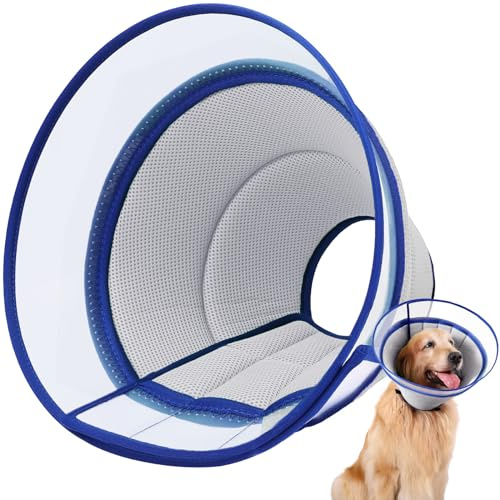 Halskrause Hund Weich, Schutzkragen Leckschutz Hund, Atmungsaktive Hunde Halskrause, Einstellbarer Hundekragen Leckschutz, Leicht Halskrausen für Hunde, Haustier Elisabethanischer(Size 3, Gray)
