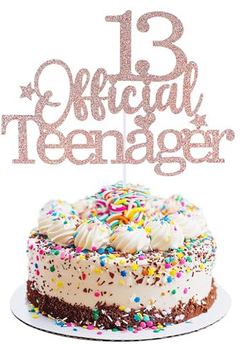 Prasacco Tortendeko Geburtstag, 13 Official Teenager Cake Topper Goldener Glitzer 13 Geburtstag Cupcake Toppers Geburtstag Party Kuchen Deko für 13 Jahre alte Jungen und Mädchen