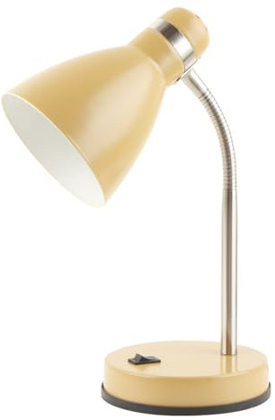 LED Universum Tischleuchte Jasmin für LED E27 Leuchtmittel max. 40W (nicht enthalten) Leselampe Kinderzimmerlampe Schreibtischlampe Metall 1,5m Anschlusskabel verstellbar (Senf Gelb, 1 Stück)