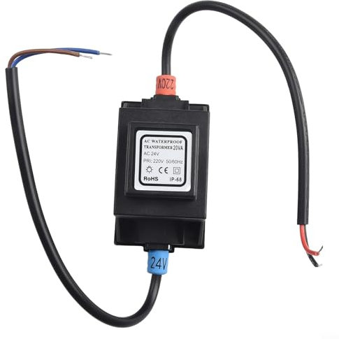 Gettimore Transformador LED 24V AC/AC Fuente de alimentación IP67 Impermeable Iluminación exterior 15-80W Salida (20W)