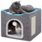 Ezigoo Cat Bed Foldable Cat House Cave with Clawsable Scratching Board and Fluffy Ball Indoor for Multi Small Pet 41 * 41 * 34cm Grey