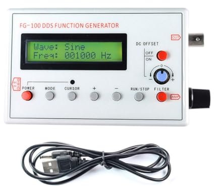 CONFUSE FG-100 DDS Función Generador de Señal Contador de Frecuencia 1Hz - Módulo 500KHz Sinusoidal+Cuadrado+Triángulo +Forma de de Diente de