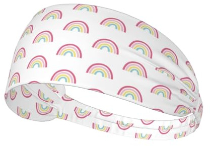 Schweißbänder, Stirnbänder für Herren und Damen, Regenbogen-Druck, Sport, Workout, Stirnbänder, Laufen, athletisches Schweißband