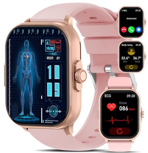 𝐄𝐊𝐆+𝐇𝐑𝐕 Smartwatch Herren Damen 2.01”Gesundheitsuhr ΒΙυtｚυcker 𝐁𝐥𝐮𝐭𝐝𝐫𝐮𝐜𝐤 𝐒𝐏𝐎𝟐ΑpΝOE-ErKEΝΝuΝG,Telefonfunktion,Wetter,Herzfrequenz Schlafmonitor Fitnessuhr Android/iOS (Knallrosa)
