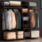 angrounps Garment Rack with Storage Shelves Back and Tidy Rail, Bamboo Clothes Rail, Open Wardrobe Closet, Clothing Standing Rack for Bedroom Hallway Entryway 160x40x140cm